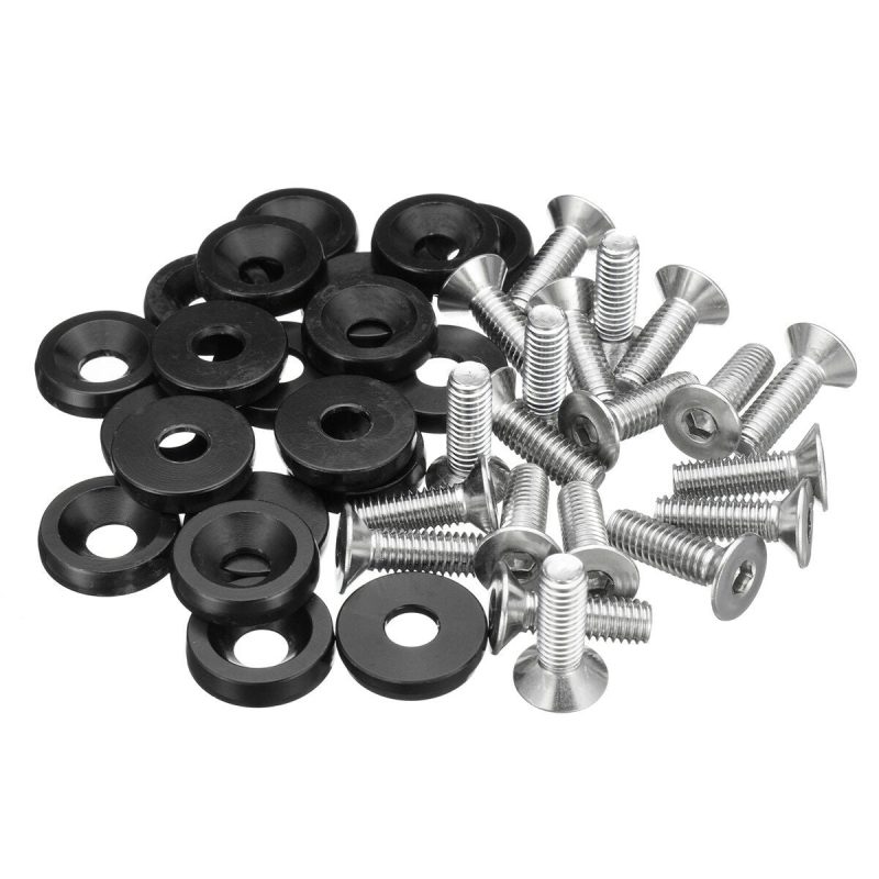 20Pcs Car BLACK Fender Bumper Washer Bolt Engine 57