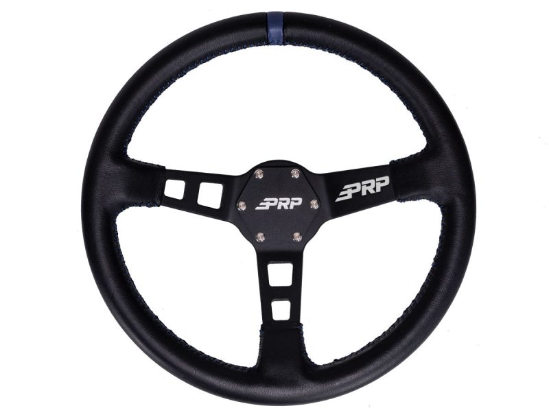 G111 Deep Dish Steering Wheel Leather Blue a 1