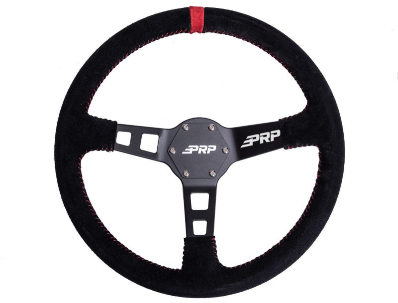 G123 Deep Dish Steering Wheel Suede Red a 1