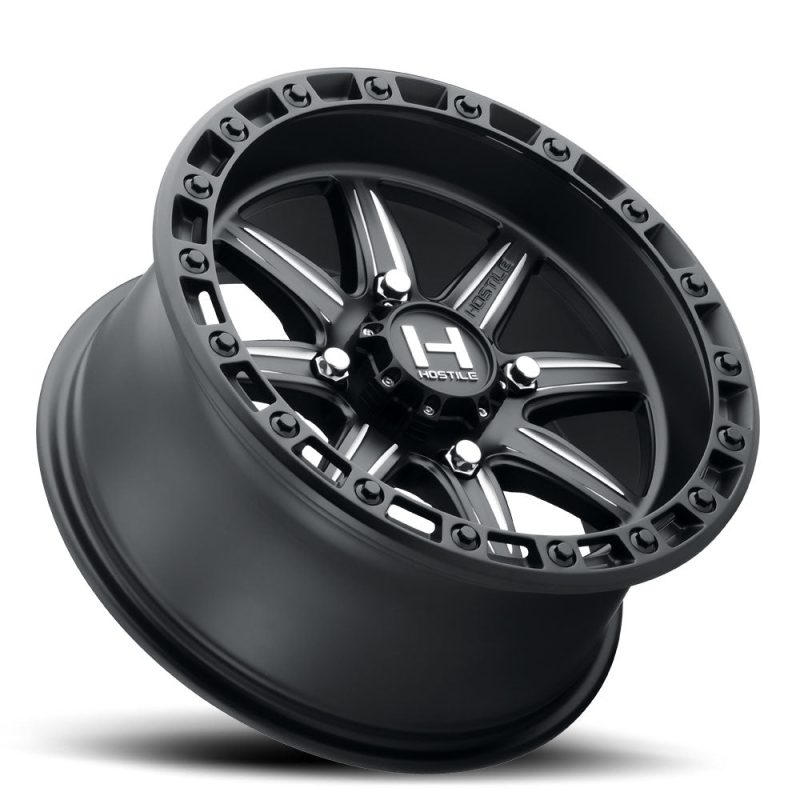 hostile h109 15074137 44m wheel 4lug satin black milled 15x7 lay 1000 7454